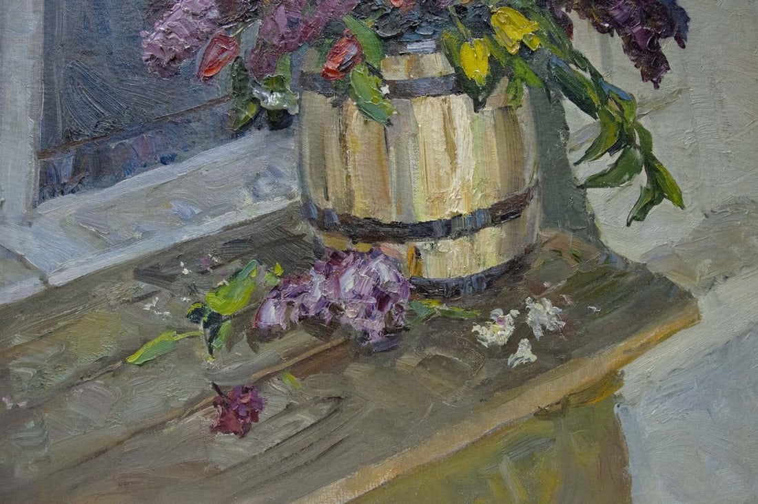 Oil painting Flowers by the window Kolomoitsev Petr Mikhailovich - 4