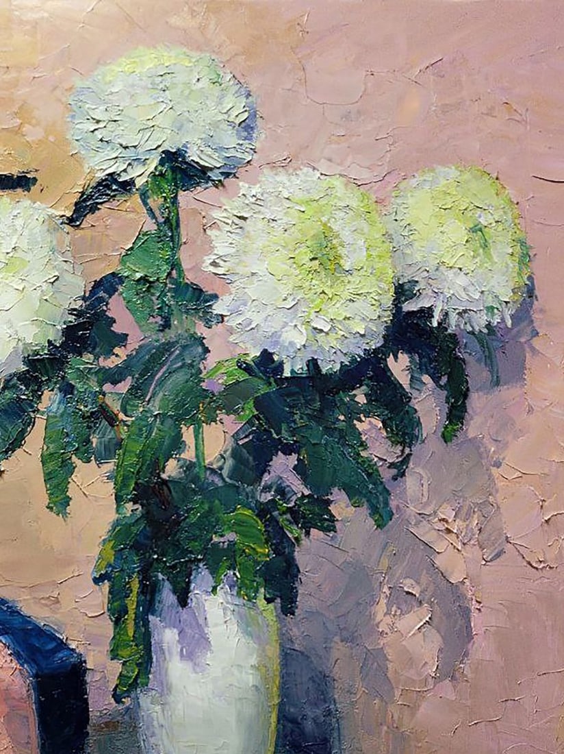 Oil painting White chrysanthemums Boris Serdyuk - 5