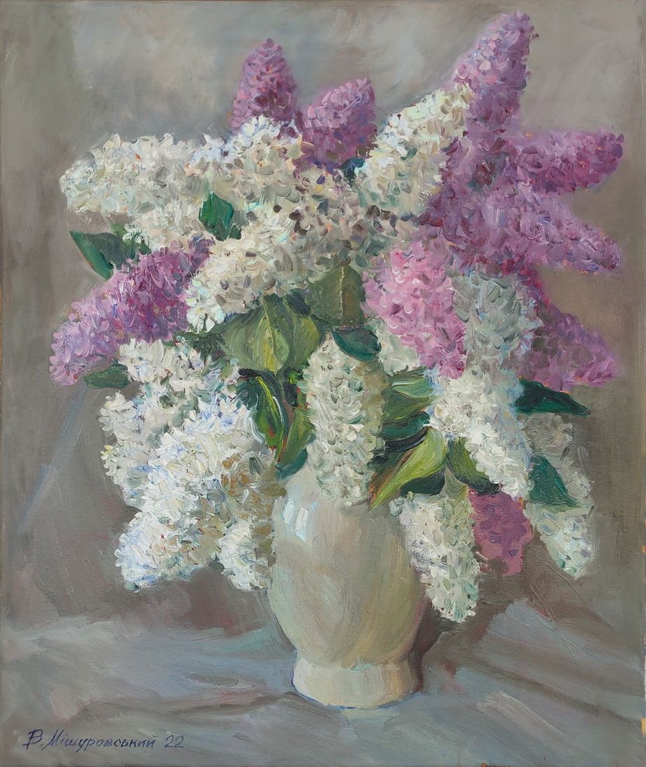 Oil painting Lilac mood Mishurovsky V. V.: Title: Oil painting Lilac mood Mishurovsky V. V. Description: No13 *** ABOUT THIS PAINTING *** * TITLE: "Lilac mood" * ARTISTS: Mishurovsky V. V. * SIZE:60x50 cm/ 23.62x19.68 inches * MEDIUM: Oil, can