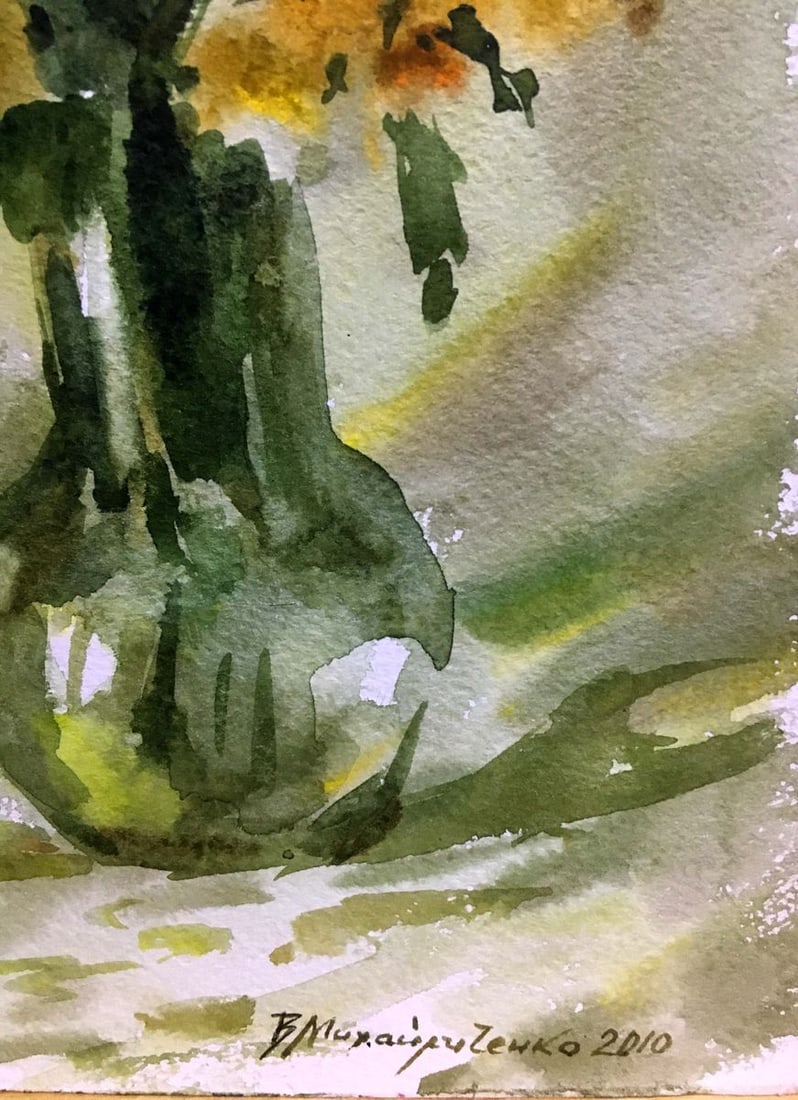 Still life yellow flowers watercolor painting Viktor Mikhailichenko - 2