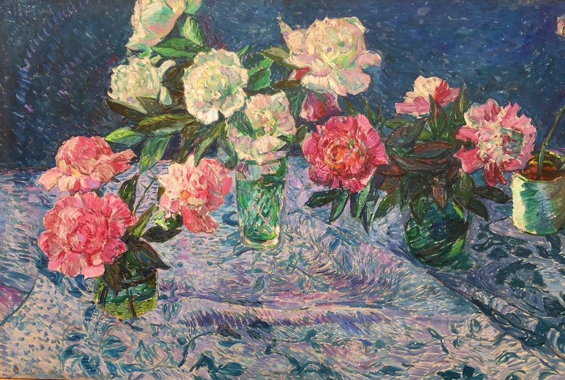 Peonies oil painting: Title: Peonies oil painting Description: No279 * TITLE: "Peonies" * SIZE: 88x137 cm/'34.64x53.93 inches' * MEDIUM: oil, canvas * HAND PAINTED: Original painting from our collection * CONDITION: we