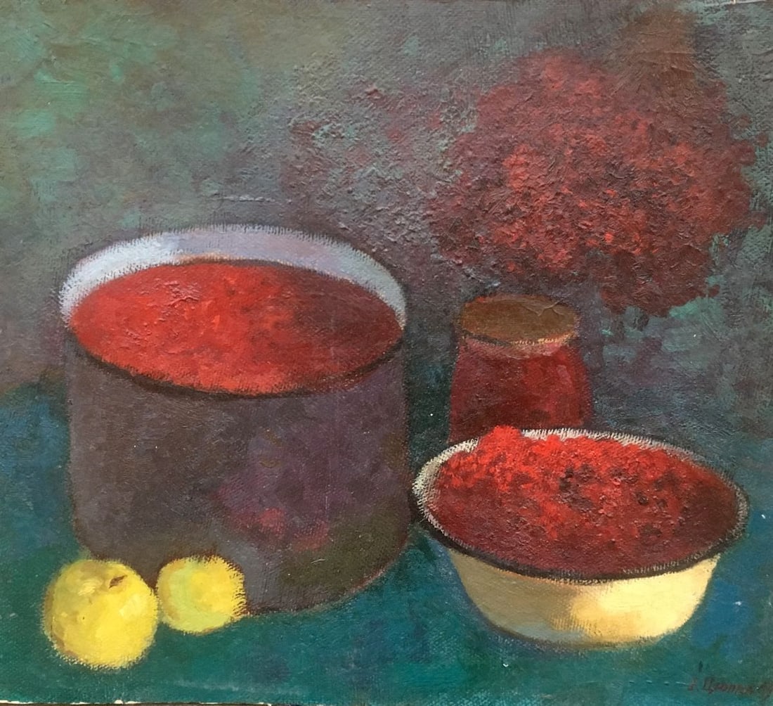 Oil painting Viburnum and apples Tsyupka Ivan Kirillovich (1 of 10)