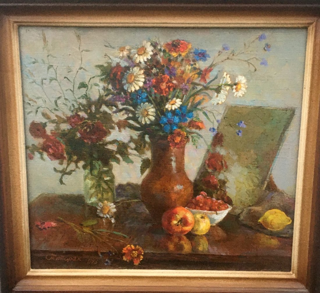 Oil painting Autumn still life Pivtorak Sergey: Title: Oil painting Autumn still life Pivtorak Sergey Description: No703 *** ABOUT THIS PAINTING *** * TITLE: "Autumn still life" * ARTISTS: Pivtorak Sergey * SIZE: 61x54 cm/'24.01x21.25 inches' *