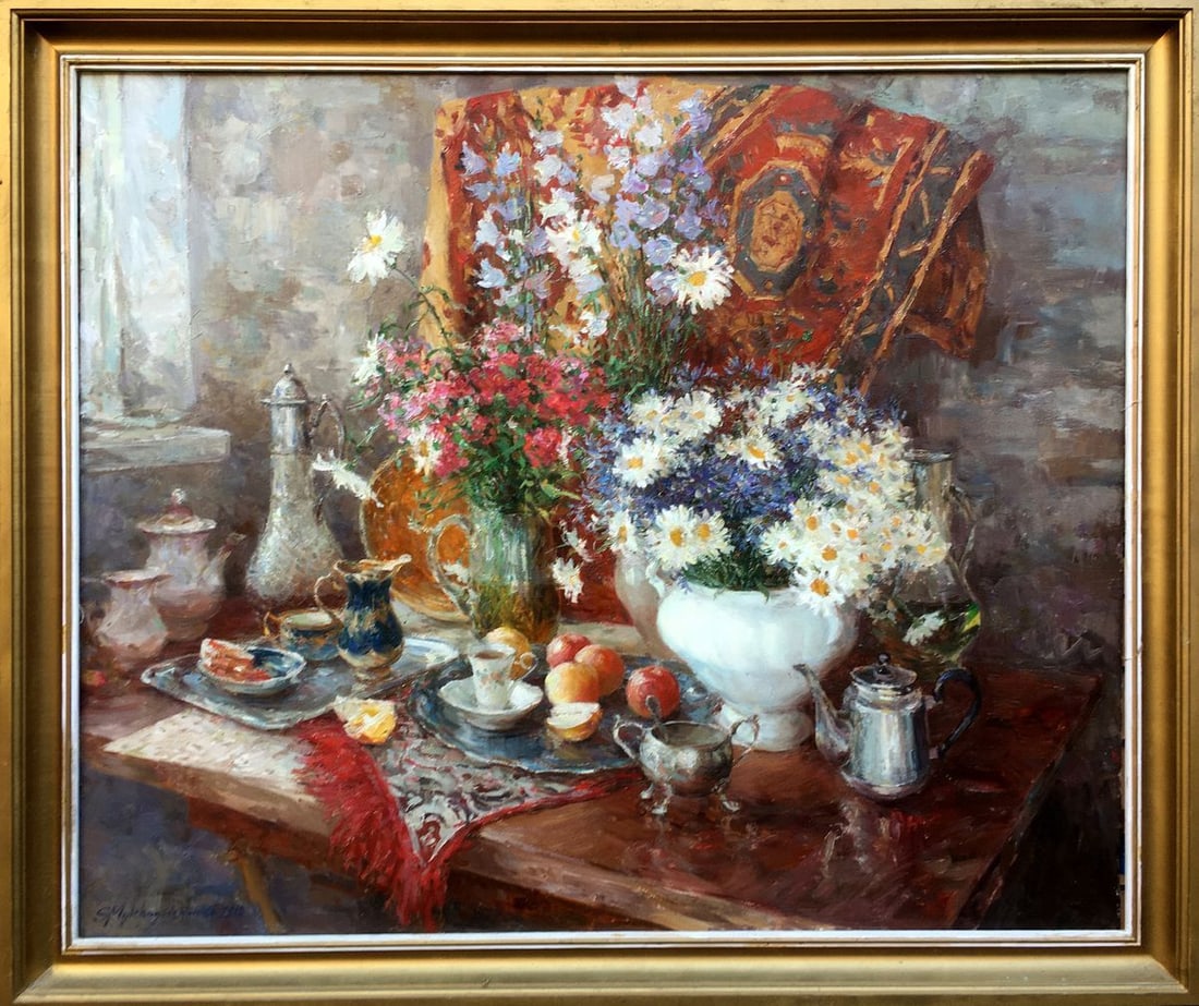Oil painting Still life with camomiles Mikhailichenko Sergey Viktorovich: Title: Oil painting Still life with camomiles Mikhailichenko Sergey Viktorovich Description: No991 *** ABOUT THIS PAINTING *** * TITLE: "Still life with camomiles" - exhibition work * ARTISTS: