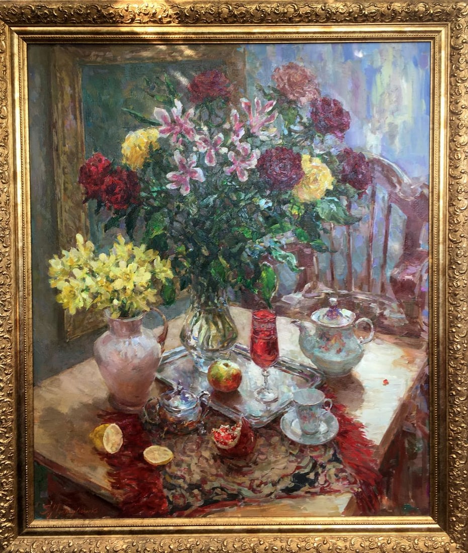 Oil painting Still life with a red glass Mikhailichenko Sergey Viktorovich: Title: Oil painting Still life with a red glass Mikhailichenko Sergey Viktorovich Description: No992 *** ABOUT THIS PAINTING *** * TITLE: "Still life with a red glass" * ARTISTS: Mikhailichenko