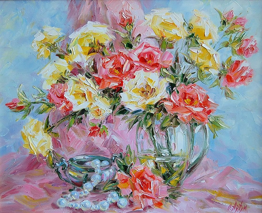 Oil painting Pearl morning Kotmin Olga: Title: Oil painting Pearl morning Kotmin Olga Description: NoKotmin 39*** ABOUT THIS PAINTING **** TITLE: "Pearl morning"* ARTISTS: Kotmin Olga* SIZE: 40x50 cm/'15.74x19.68 inches' * MEDIUM: oil, canv