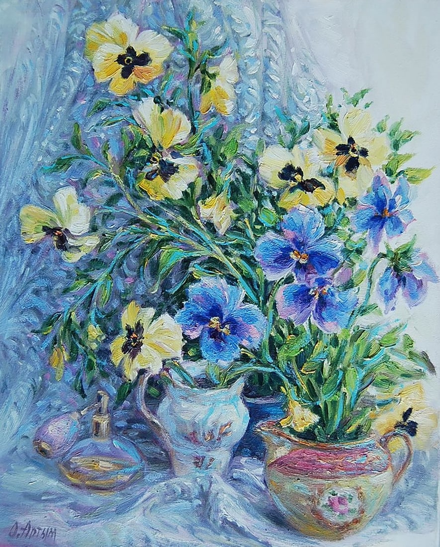 Oil painting My viols Kotmin Olga: Title: Oil painting My viols Kotmin Olga Description: NoKotmin 40*** ABOUT THIS PAINTING **** TITLE: "My viols"* ARTISTS: Kotmin Olga* SIZE: 50x40 cm/'19.68x15.74 inches' * MEDIUM: oil, canvas* HAND