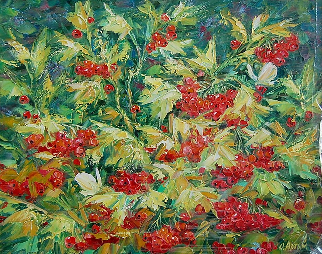 Oil painting Viburnum bush Kotmin Olga: Title: Oil painting Viburnum bush Kotmin Olga Description: NoKotmin 45*** ABOUT THIS PAINTING **** TITLE: "Viburnum bush"* ARTISTS: Kotmin Olga* SIZE: 35x45 cm/'13.77x17.71 inches' * MEDIUM: oil, canv