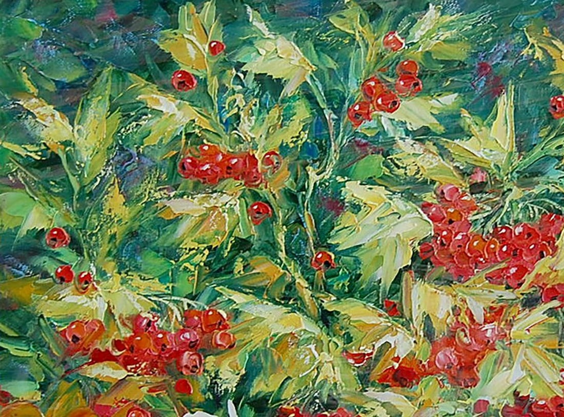 Oil painting Viburnum bush Kotmin Olga - 2