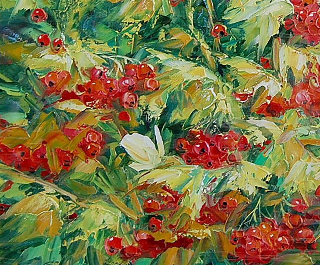 Oil painting Viburnum bush Kotmin Olga - 4