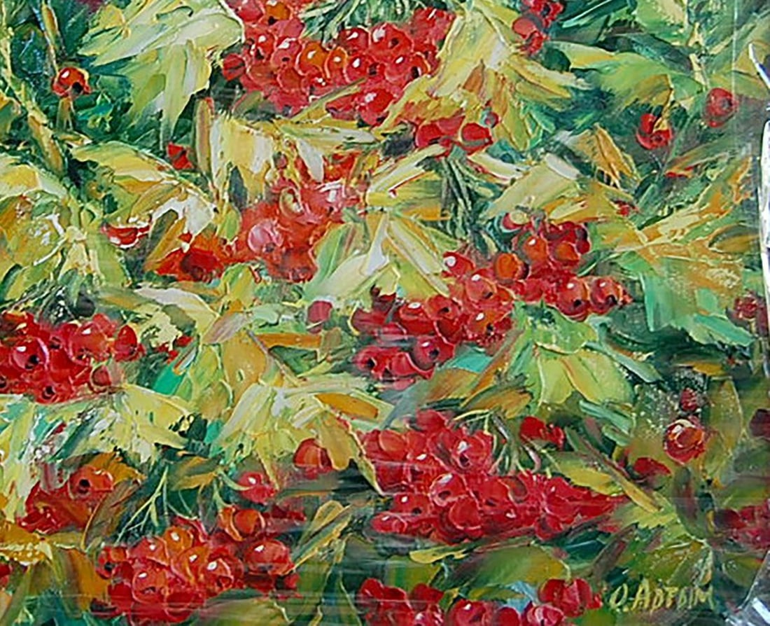 Oil painting Viburnum bush Kotmin Olga - 5