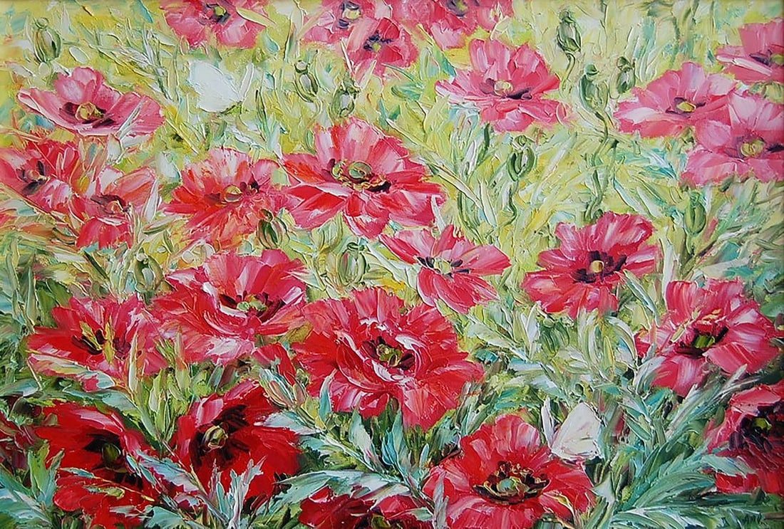 Oil painting Red glade Kotmin Olga: Title: Oil painting Red glade Kotmin Olga Description: NoKotmin 53*** ABOUT THIS PAINTING **** TITLE: "Red glade"* ARTISTS: Kotmin Olga* SIZE: 40x60 cm/'15.74x23.62 inches' * MEDIUM: oil, canvas* HAND