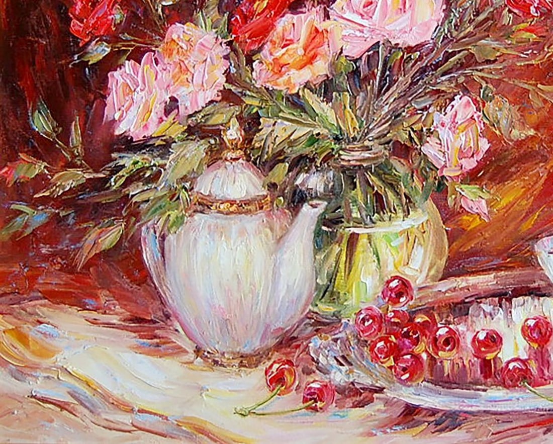 Oil painting Cherry tea Kotmin Olga - 4