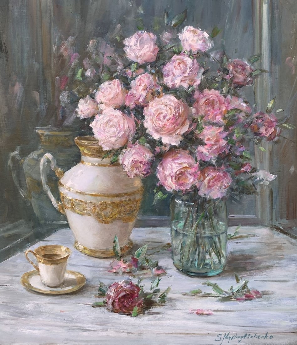 Oil painting Cream roses Mikhailichenko Sergey Viktorovich (1 of 15)