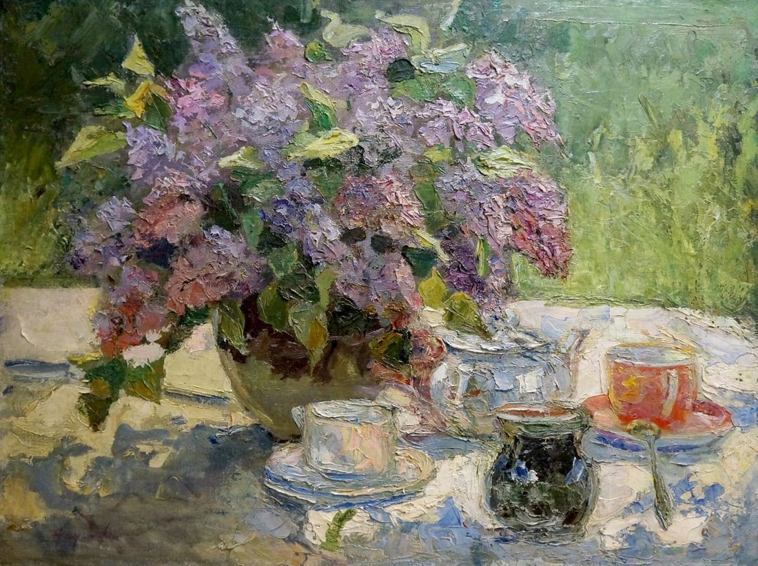 Oil painting Tea party Naumova Tamara Sergeevna (1 of 10)