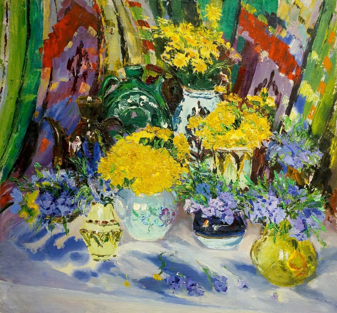 Oil painting Flowers in pots Shapovalov Sergey Gavrilovich (1 of 8)