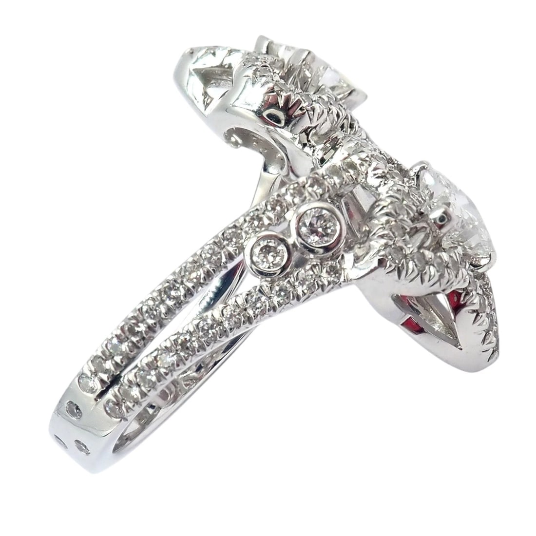 Authentic Louis Vuitton LV 18k White Gold Signature Diamond Fusion Blossom Ring - 6