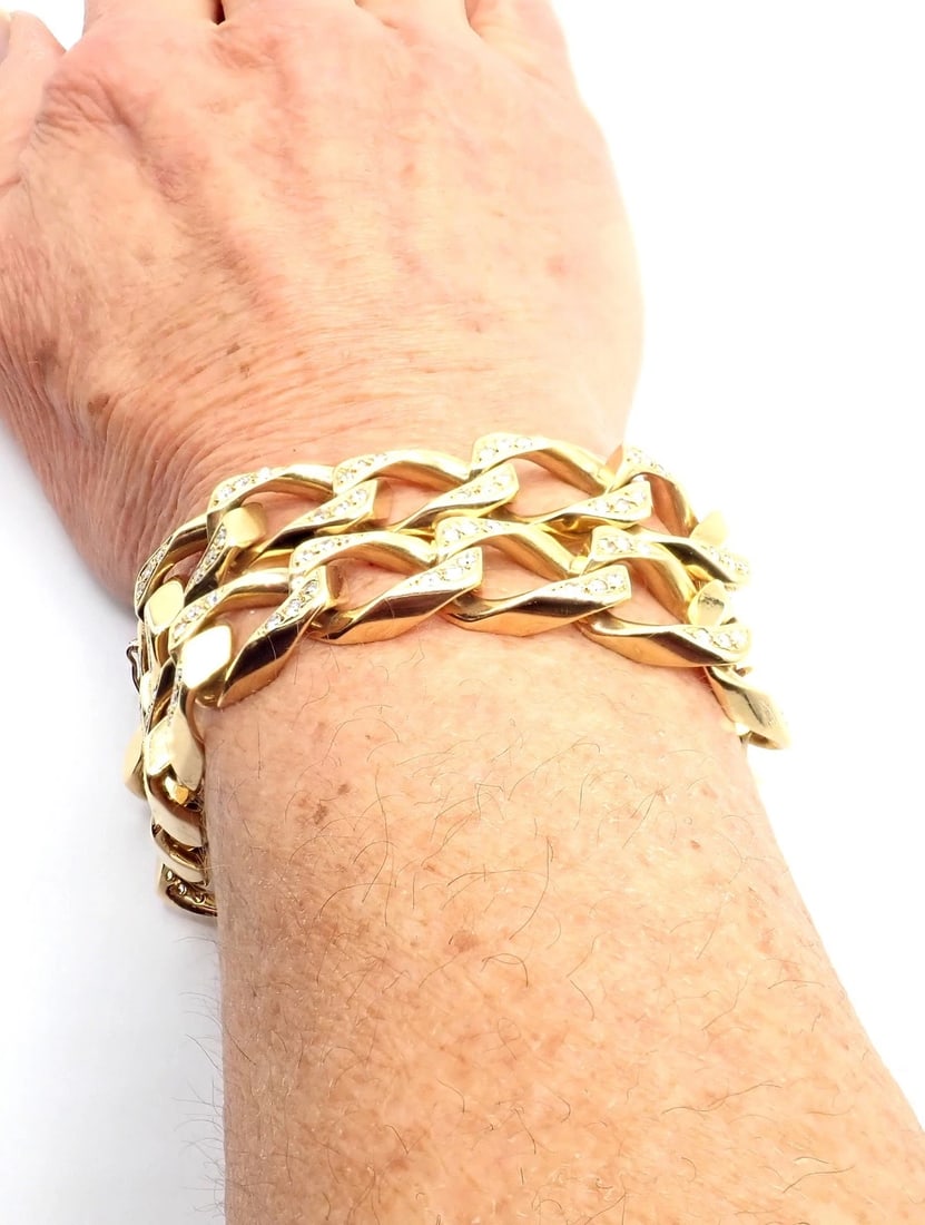 Authentic! Bvlgari Bulgari 18k Yellow Gold Diamond Two Link Bracelets Necklace - 10