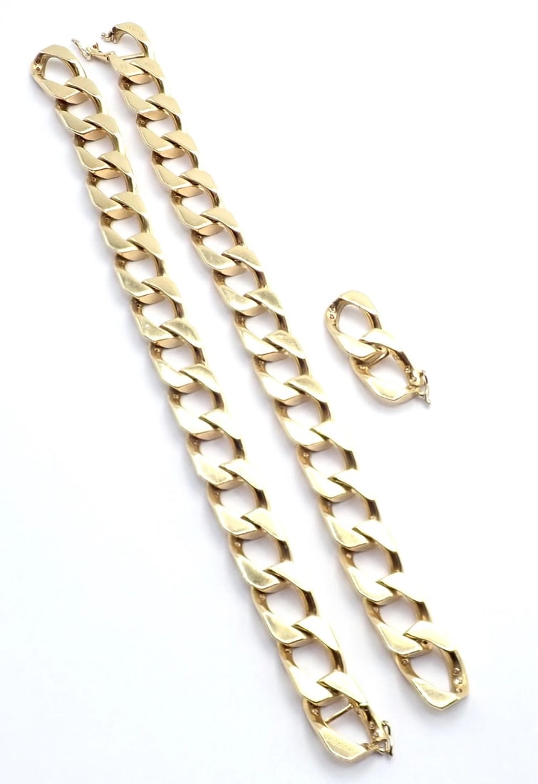 Authentic! Bvlgari Bulgari 18k Yellow Gold Diamond Two Link Bracelets Necklace - 11