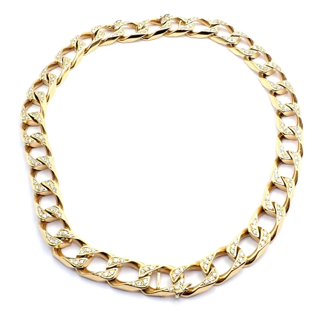 Authentic! Bvlgari Bulgari 18k Yellow Gold Diamond Two Link Bracelets Necklace - 14