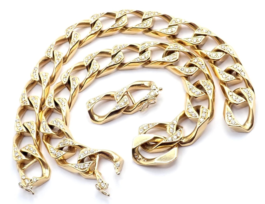 Authentic! Bvlgari Bulgari 18k Yellow Gold Diamond Two Link Bracelets Necklace - 6