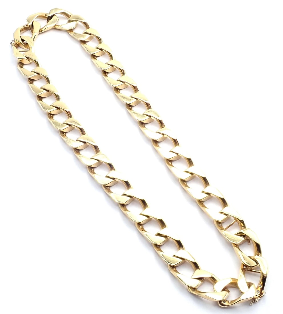 Authentic! Bvlgari Bulgari 18k Yellow Gold Diamond Two Link Bracelets Necklace - 9