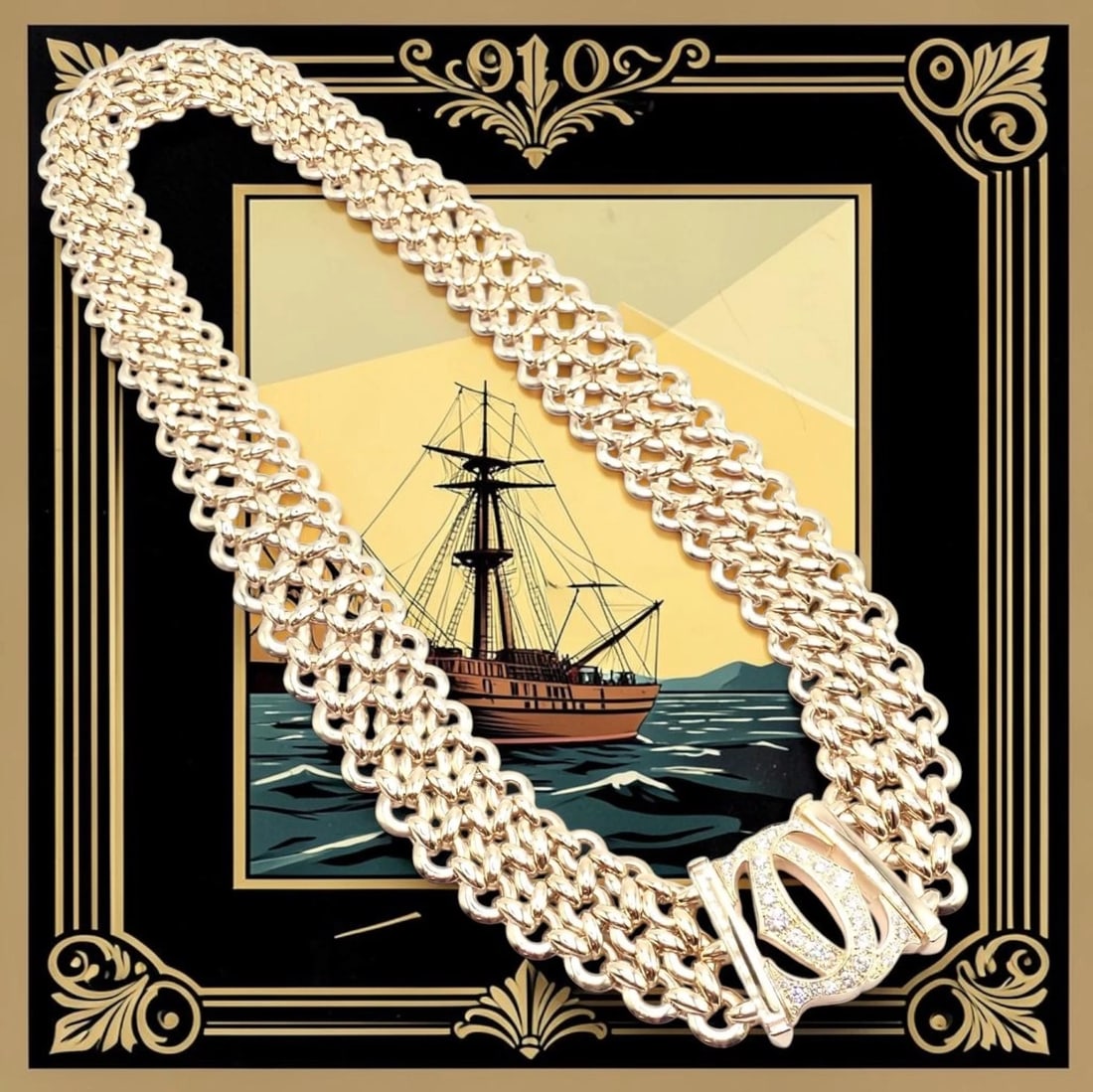 Authentic! Cartier Penelope 18k Yellow Gold Diamond Double C Three Row Necklace - 2