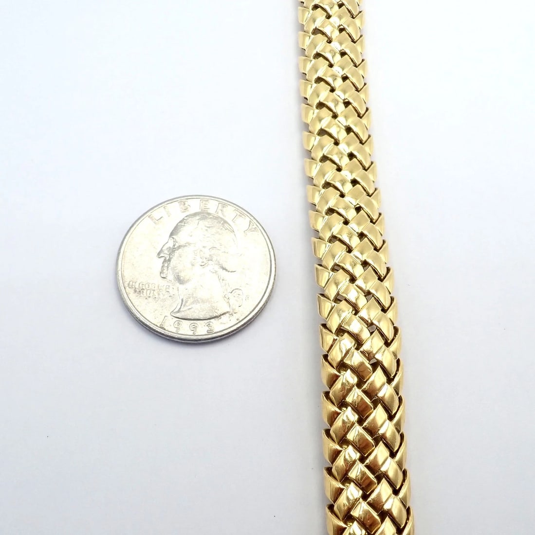 Authentic! Tiffany & Co Vannerie 18k Yellow Gold Basket Weave Bracelet 1995 - 6