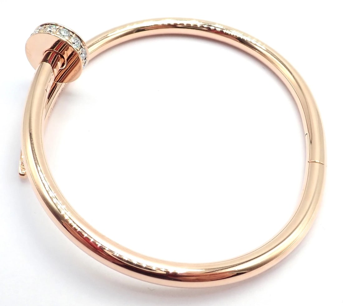 Cartier Juste un Clou Nail 18k Rose Gold Diamond Classic Bangle Bracelet Size 16 - 3