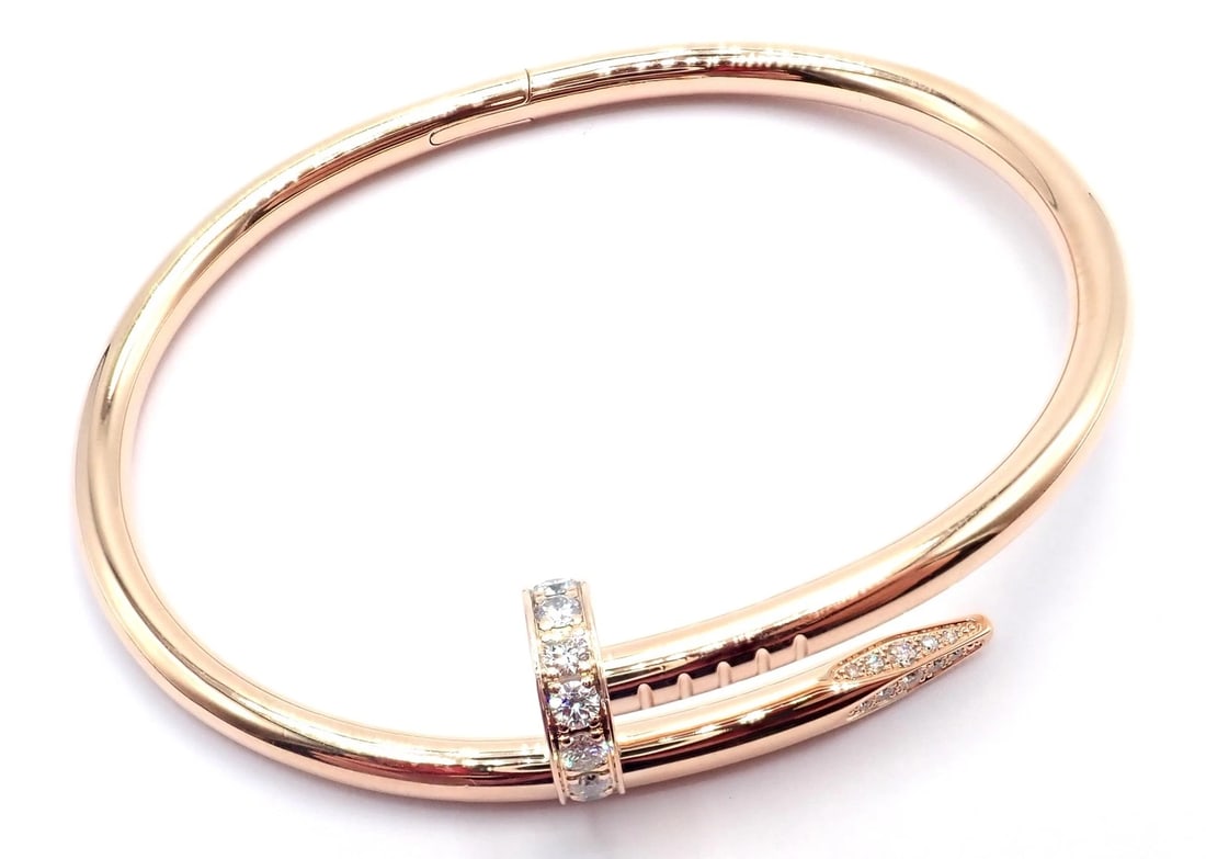 Cartier Juste un Clou Nail 18k Rose Gold Diamond Classic Bangle Bracelet Size 16 - 4