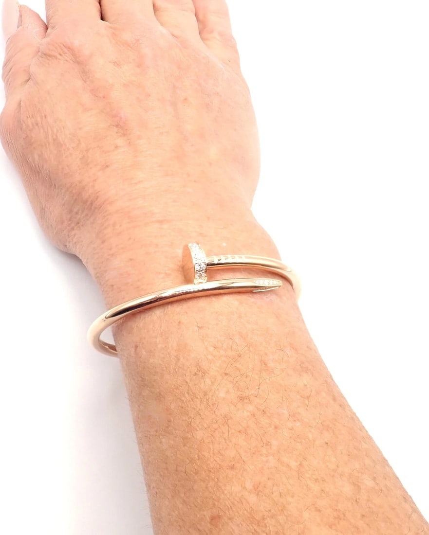 Cartier Juste un Clou Nail 18k Rose Gold Diamond Classic Bangle Bracelet Size 16 - 8