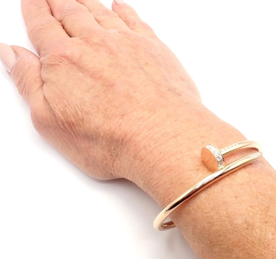 Cartier Juste un Clou Nail 18k Rose Gold Diamond Classic Bangle Bracelet Size 16 - 9