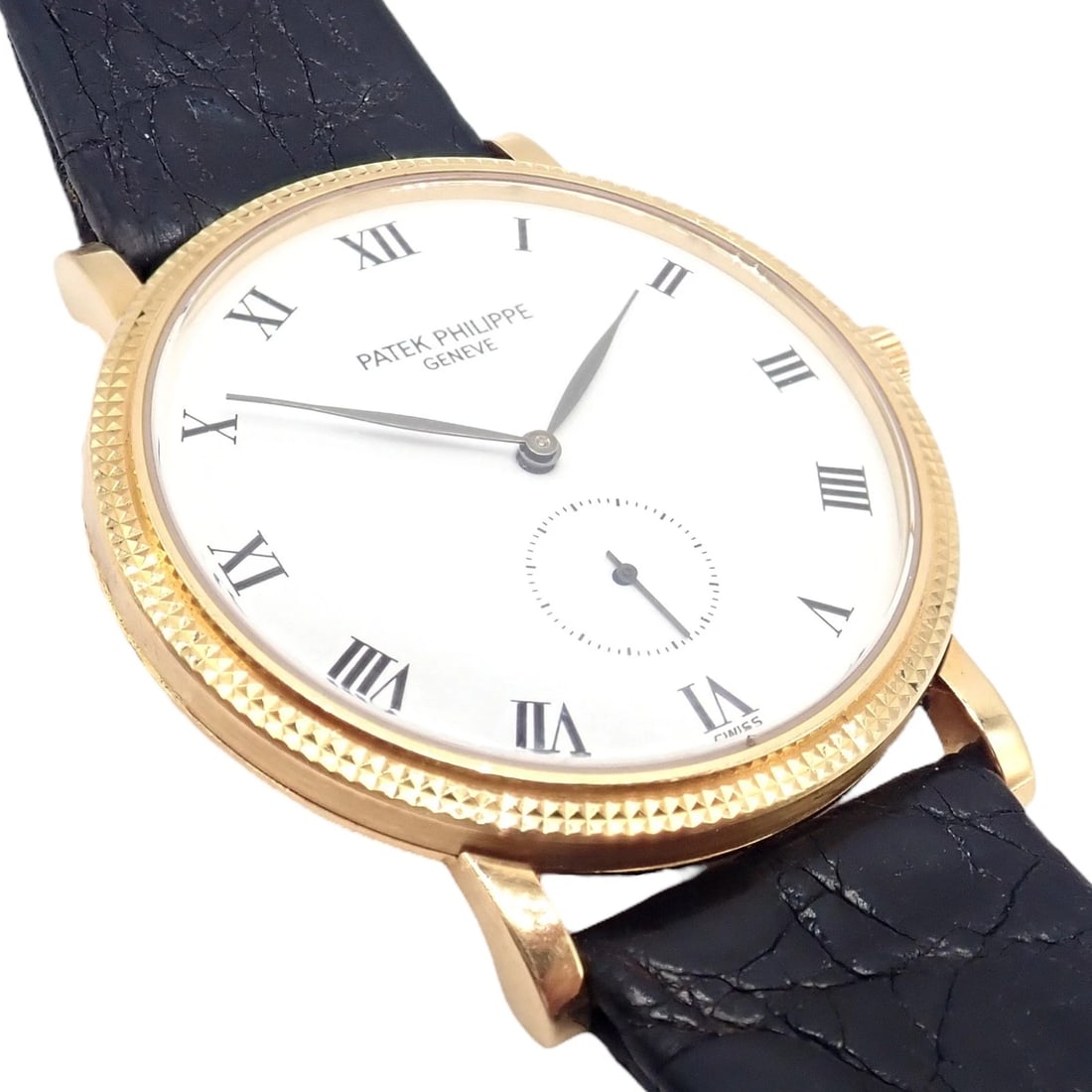 Patek Philippe 18k Yellow Gold Calatrava Manual Wind Roman Dial Watch (1 of 1)