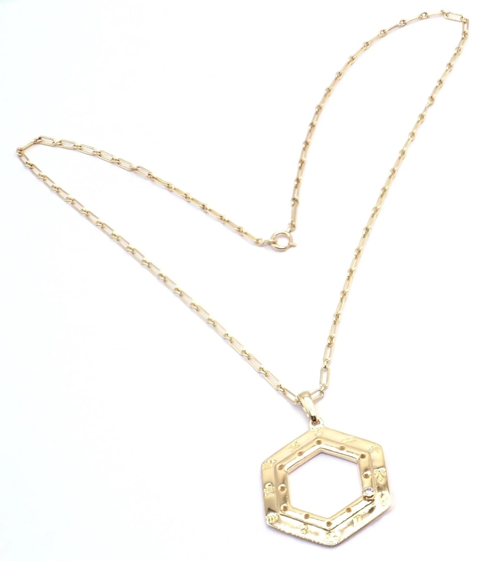 Vintage Cartier Zodiac 18k Yellow Gold Diamond Pendant Link Chain Necklace - 3