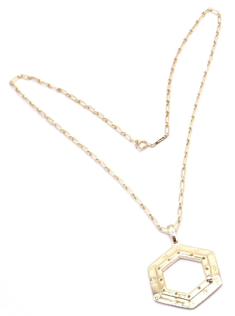 Vintage Cartier Zodiac 18k Yellow Gold Diamond Pendant Link Chain Necklace - 4