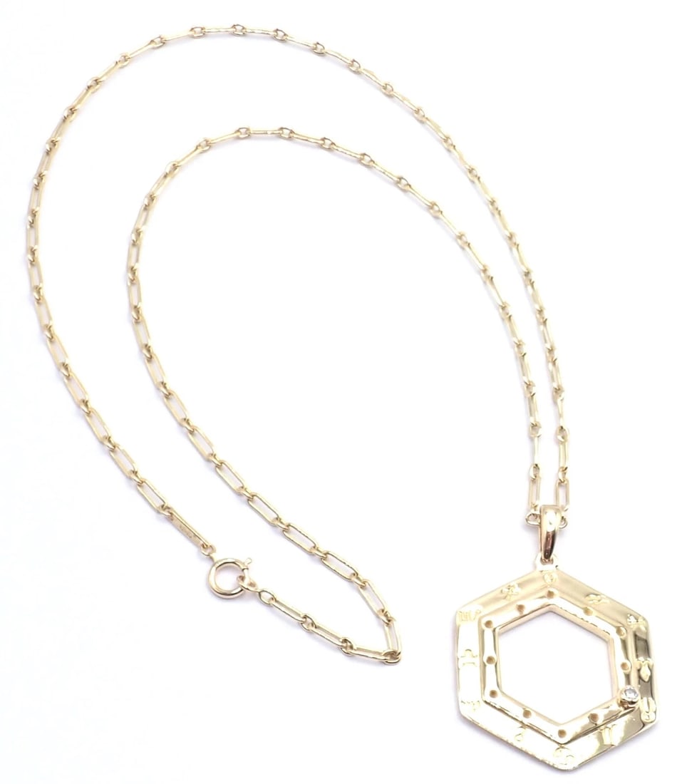 Vintage Cartier Zodiac 18k Yellow Gold Diamond Pendant Link Chain Necklace - 5