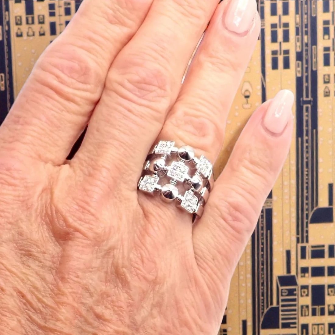Authentic! Bvlgari Bulgari 18k White Gold Lucea Diamond Band Ring Paper - 2