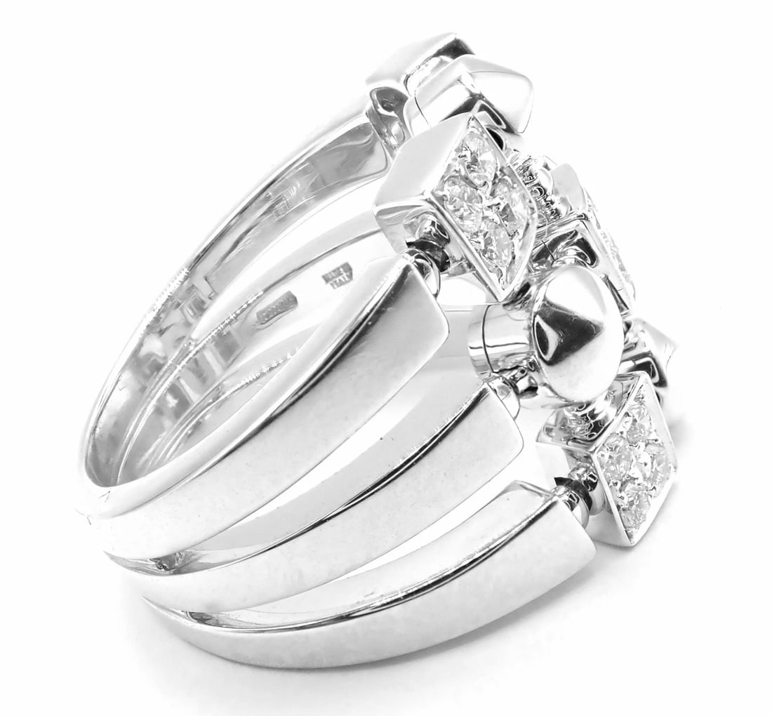 Authentic! Bvlgari Bulgari 18k White Gold Lucea Diamond Band Ring Paper - 3