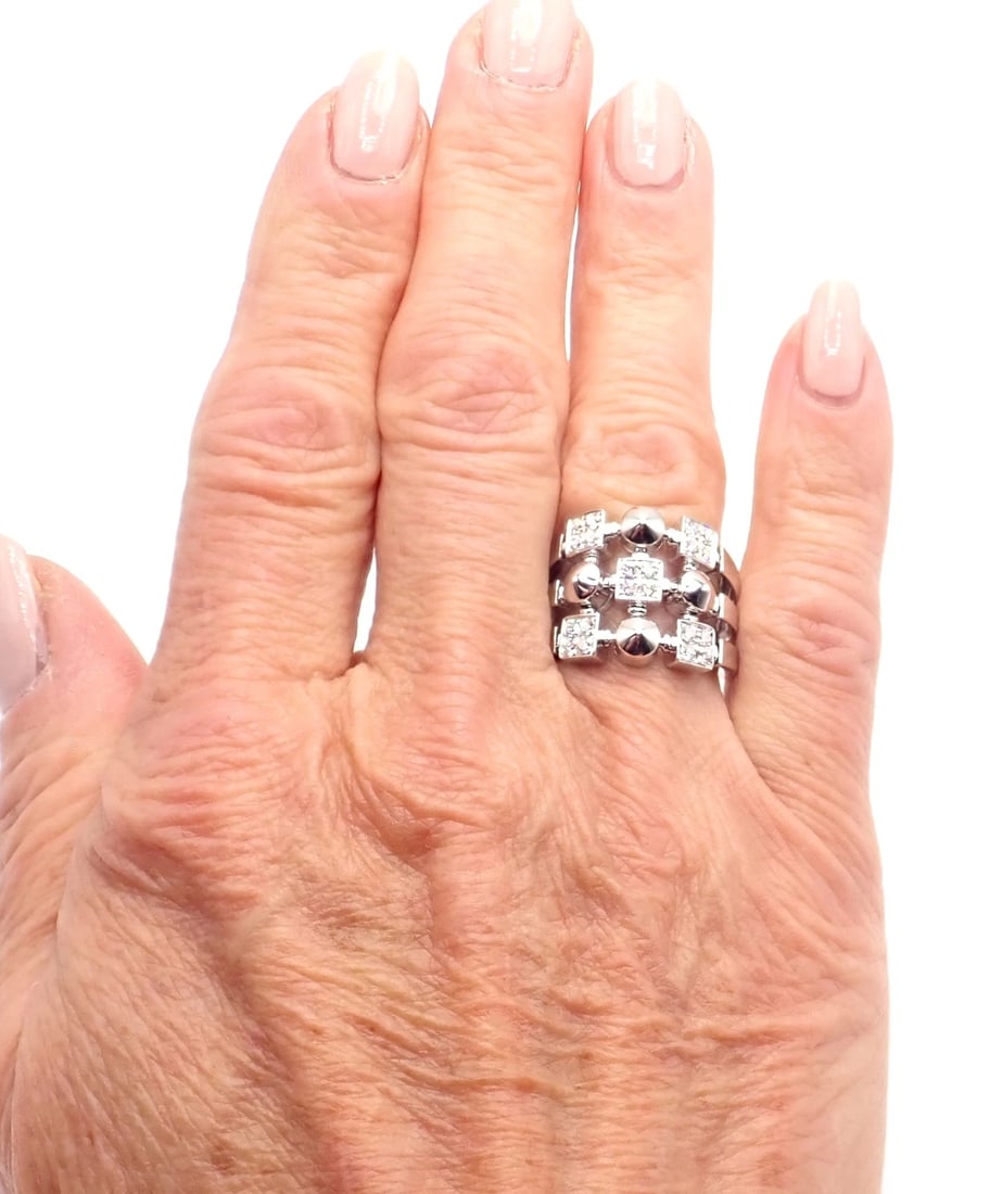 Authentic! Bvlgari Bulgari 18k White Gold Lucea Diamond Band Ring Paper - 7