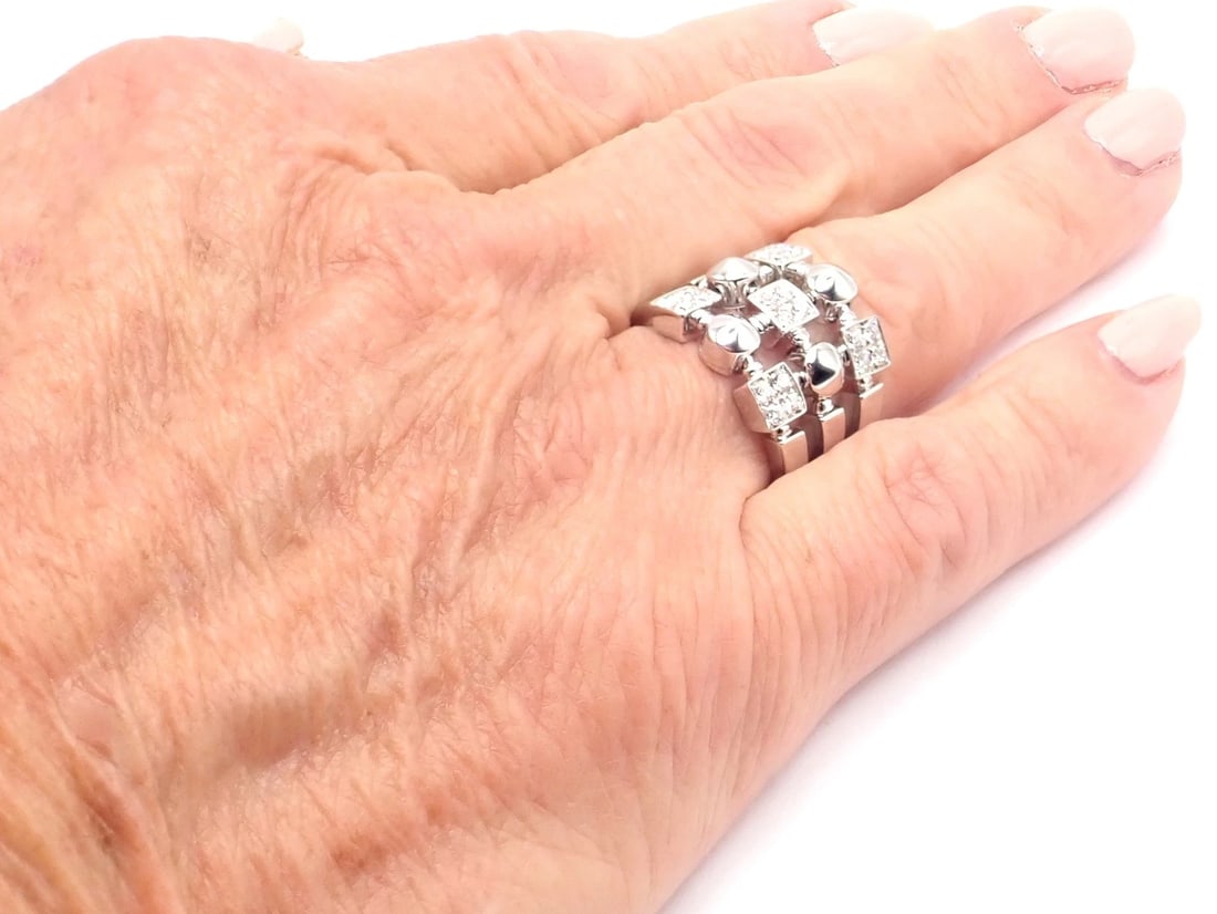Authentic! Bvlgari Bulgari 18k White Gold Lucea Diamond Band Ring Paper - 8