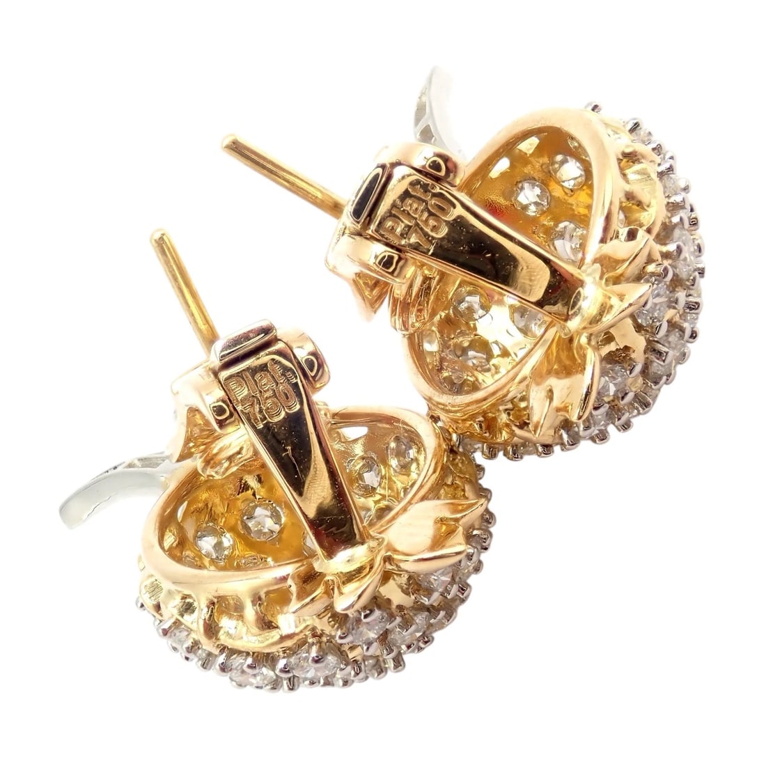Authentic! Verdura 18k Yellow Gold Platinum Diamond Pineapple Earrings - 12