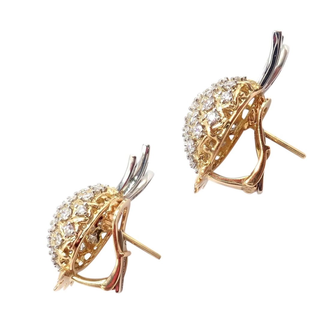 Authentic! Verdura 18k Yellow Gold Platinum Diamond Pineapple Earrings - 7