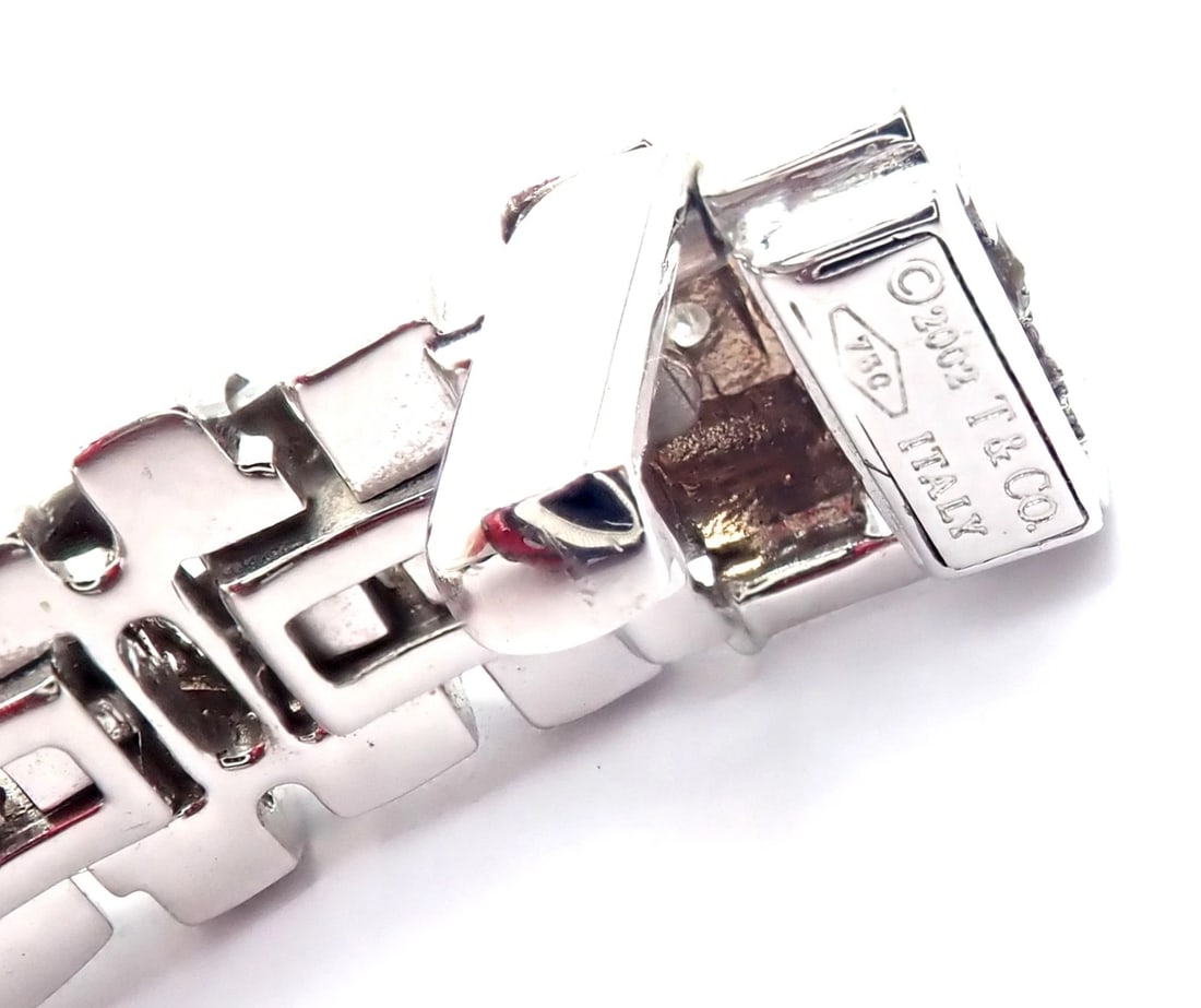 Authentic! Tiffany & Co Vannerie 18k White Gold Basket Weave Diamond Bracelet - 5