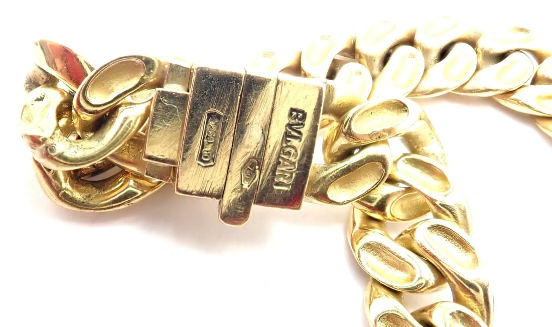 Rare! Vintage Bvlgari Bulgari 18k Yellow Gold Color Stone Link Necklace - 10