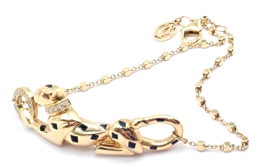 Authentic! Cartier Panther 18k Yellow Gold Diamond Tsavorite Bracelet Cert. - 11