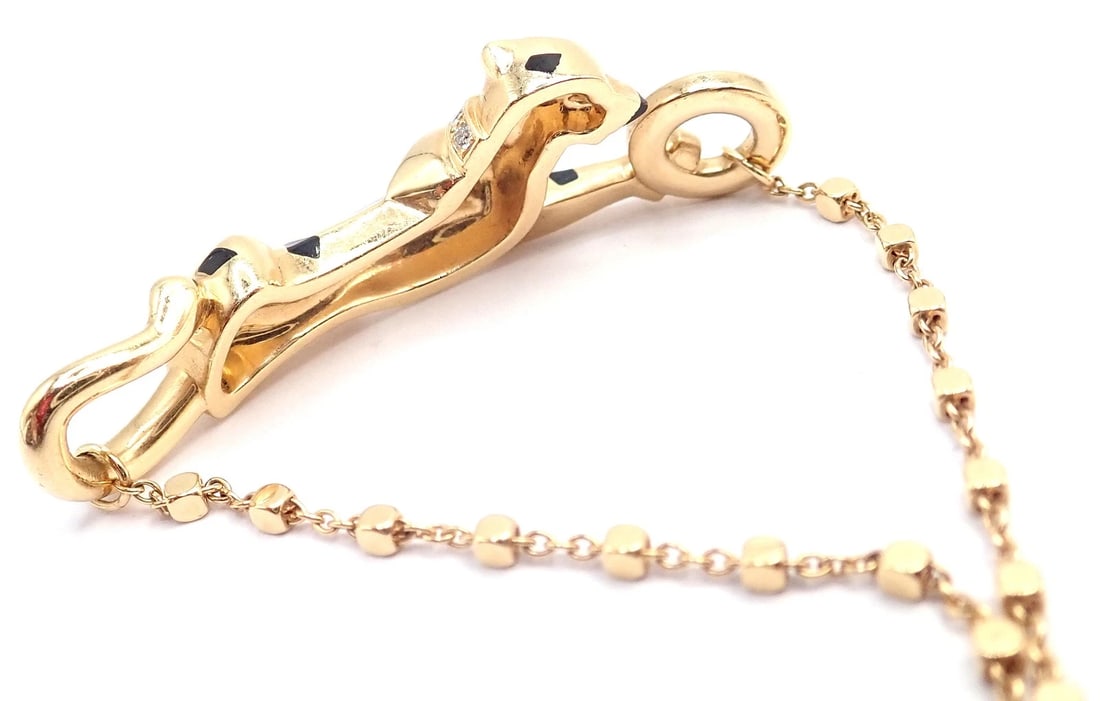 Authentic! Cartier Panther 18k Yellow Gold Diamond Tsavorite Bracelet Cert. - 12
