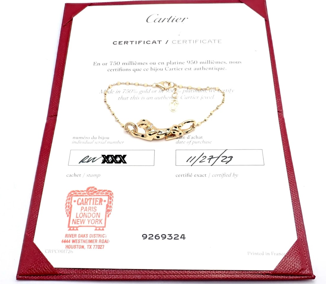 Authentic! Cartier Panther 18k Yellow Gold Diamond Tsavorite Bracelet Cert. - 3