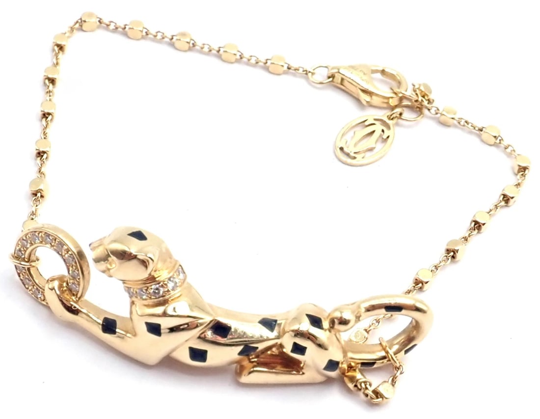 Authentic! Cartier Panther 18k Yellow Gold Diamond Tsavorite Bracelet Cert. - 6