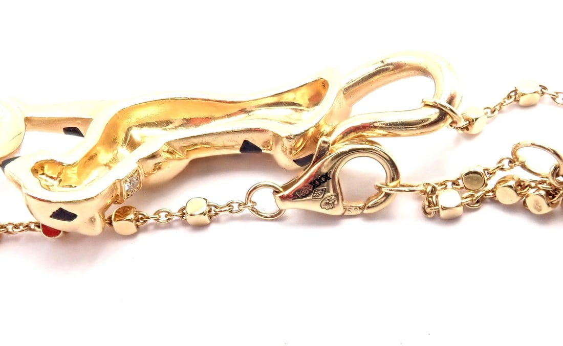 Authentic! Cartier Panther 18k Yellow Gold Diamond Tsavorite Bracelet Cert. - 7