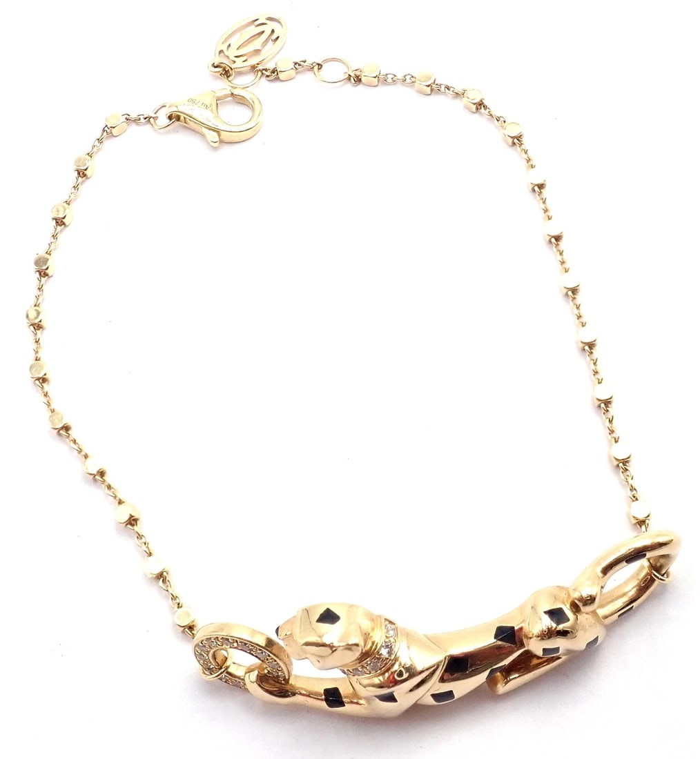 Authentic! Cartier Panther 18k Yellow Gold Diamond Tsavorite Bracelet Cert. - 8